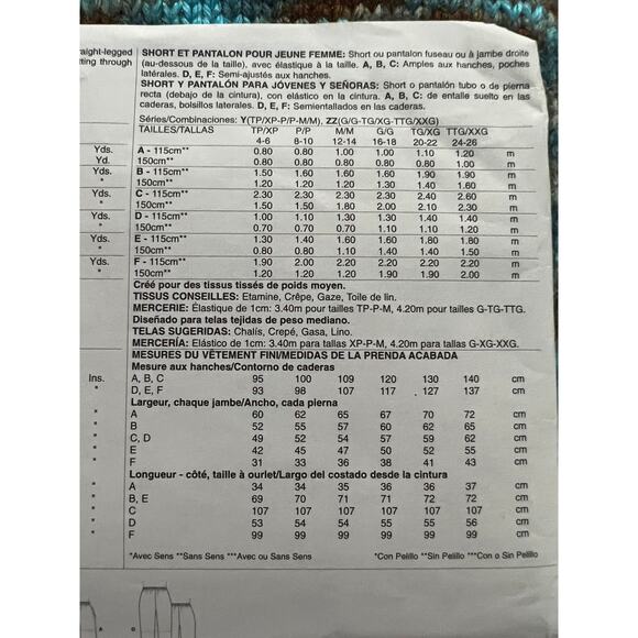 McCalls 6843 Sewing pattern pants shorts size L XL XXL - Picture 5 of 6